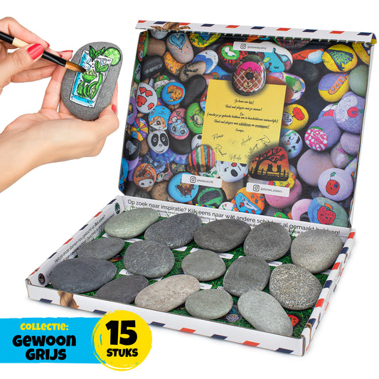 'Gewoon Grijs' Schilderstenen | Plat | Dun | Glad | 5-8cm | Happy Stones | Rivierstenen