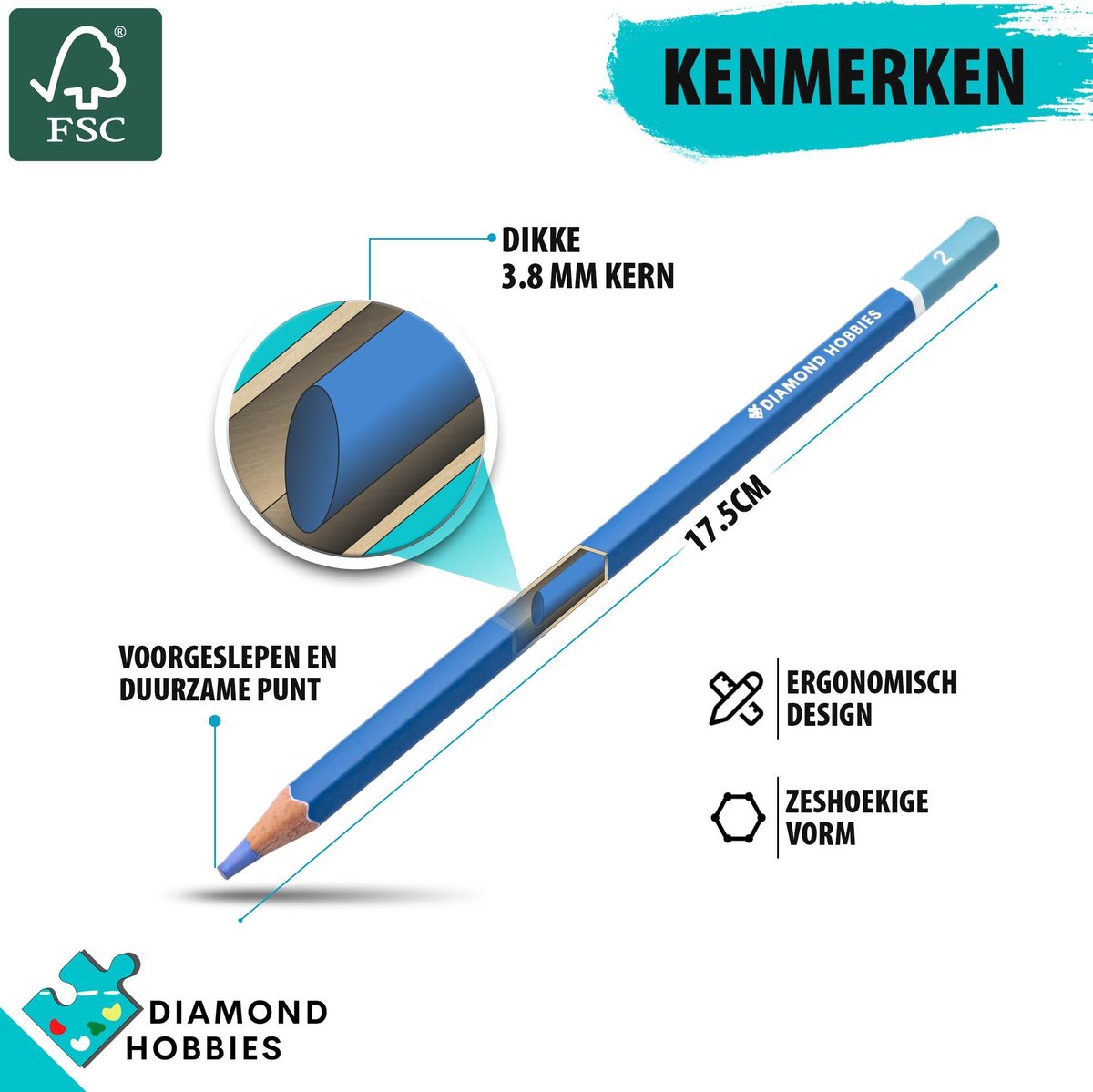 Kleurpotloden voor Volwassenen van Diamond Hobbies | 48 kleuren | Kleuren op Nummer | Tekendoos voor Volwassenen