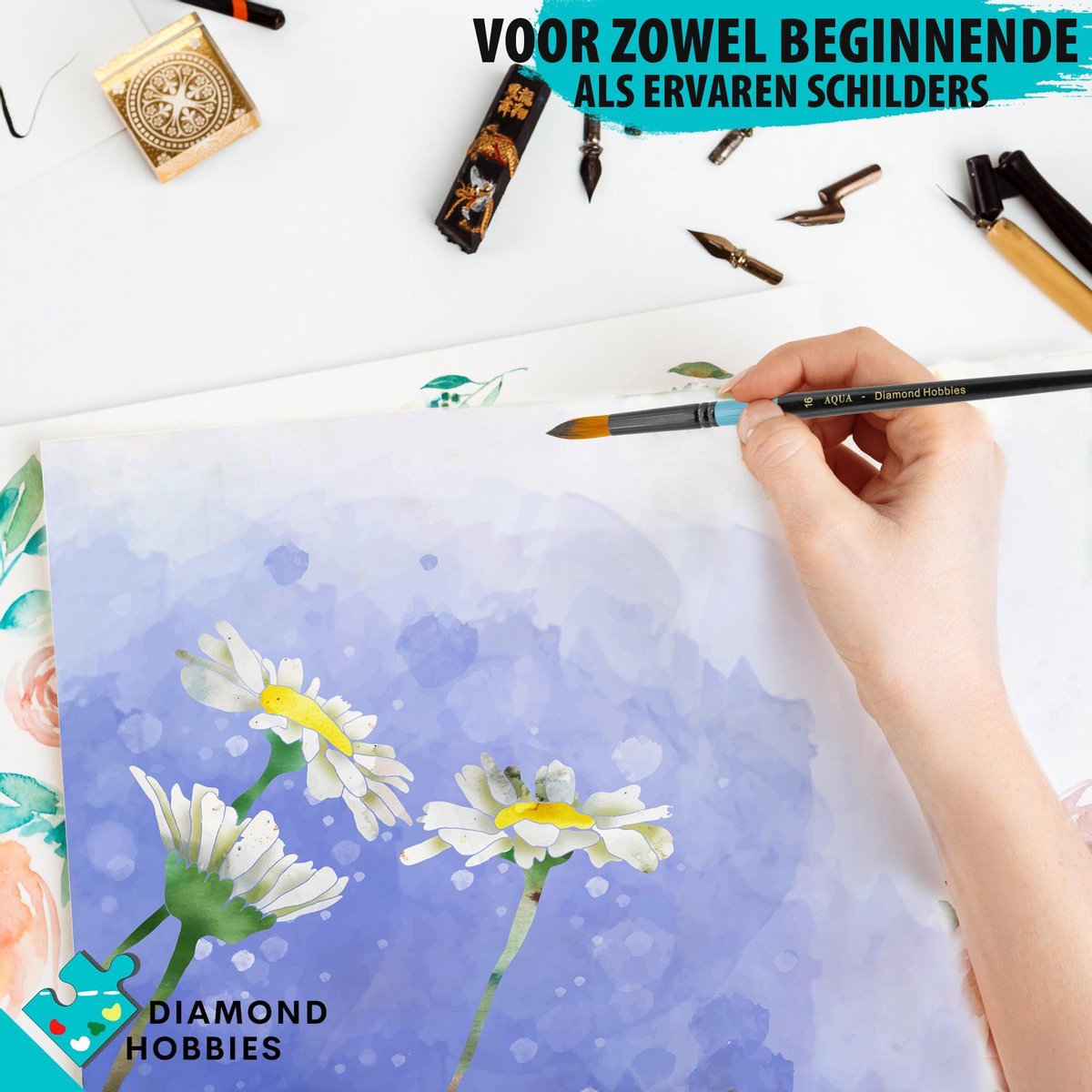 Aquarelpenselen | 9 Stuks | Penselenset | Diamond Hobbies