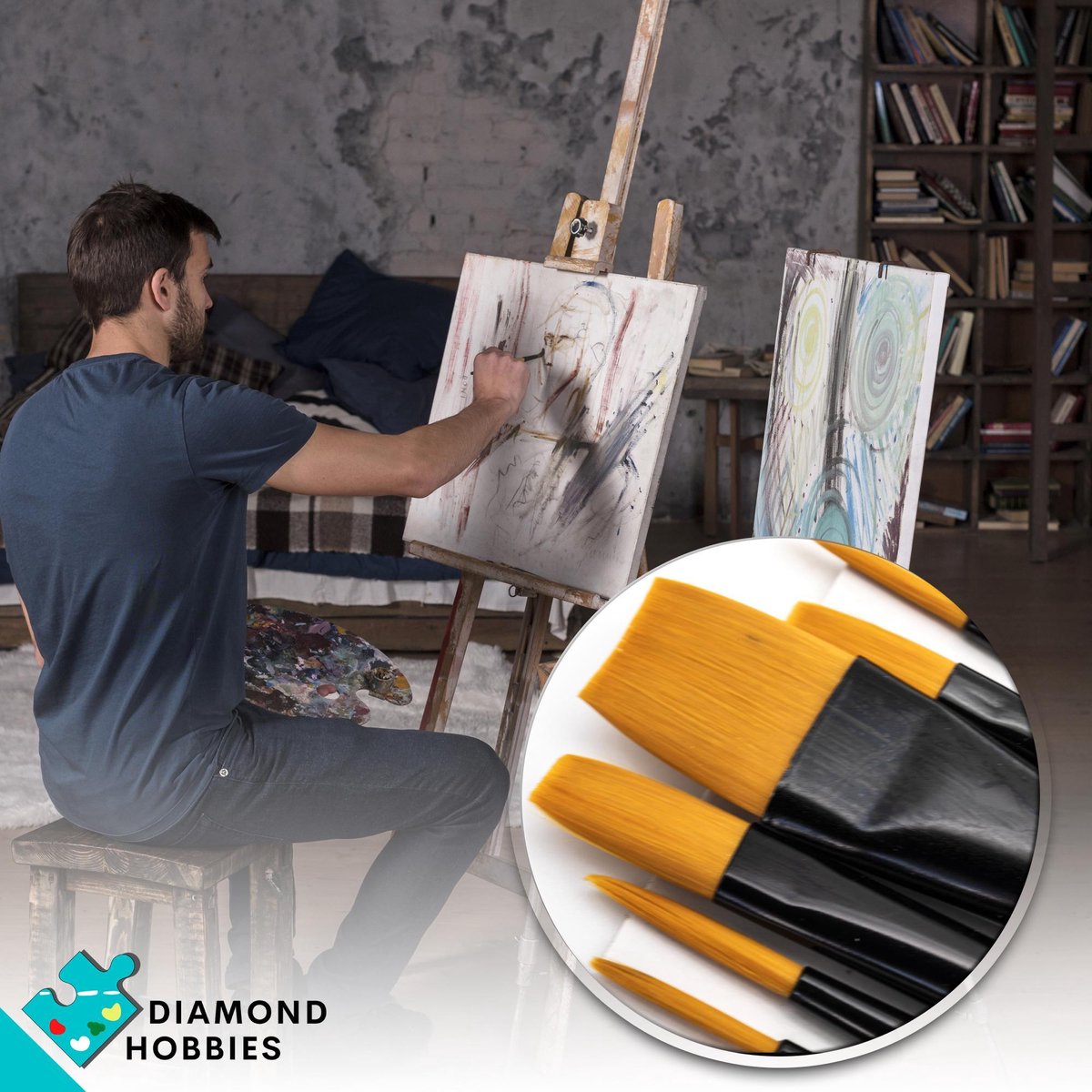 Penselen Acrylverf | 10 Stuks | Penselenset | Diamond Hobbies