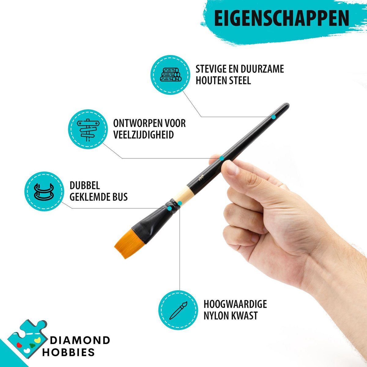 Penselen Acrylverf | 10 Stuks | Penselenset | Diamond Hobbies