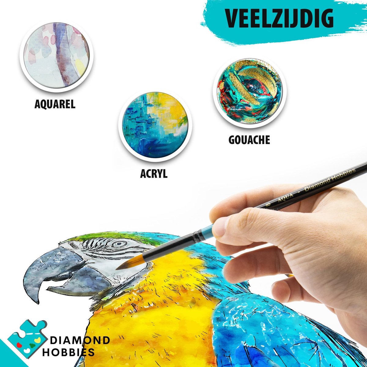 Aquarelpenselen | 9 Stuks | Penselenset | Diamond Hobbies