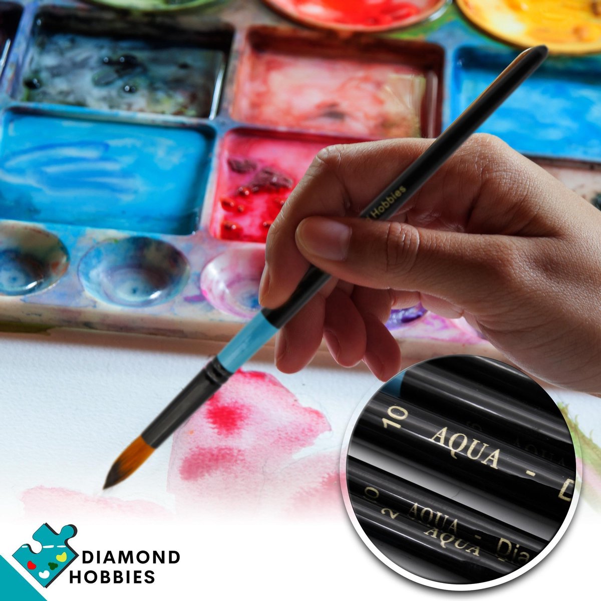 Aquarelpenselen | 9 Stuks | Penselenset | Diamond Hobbies