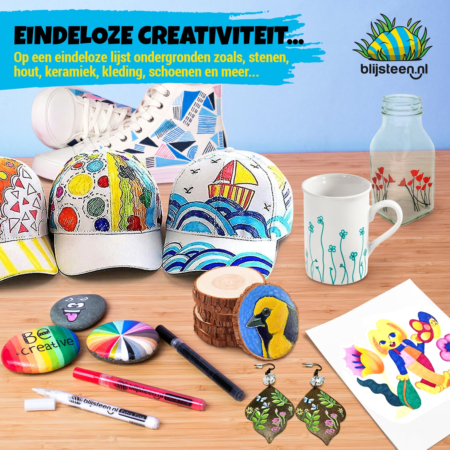 37-Delige Acryl Marker Stiften 0.7 mm Set | Verfstiften| Acrylstiften voor Stenen Schilderen | Happy Stones