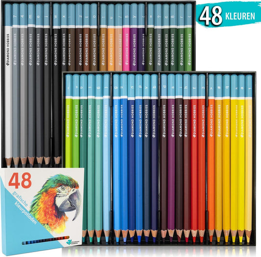 Coloring Pencils for Adults from Diamond Hobbies | 48 colors | Color by Number | Drawing Box for Adults