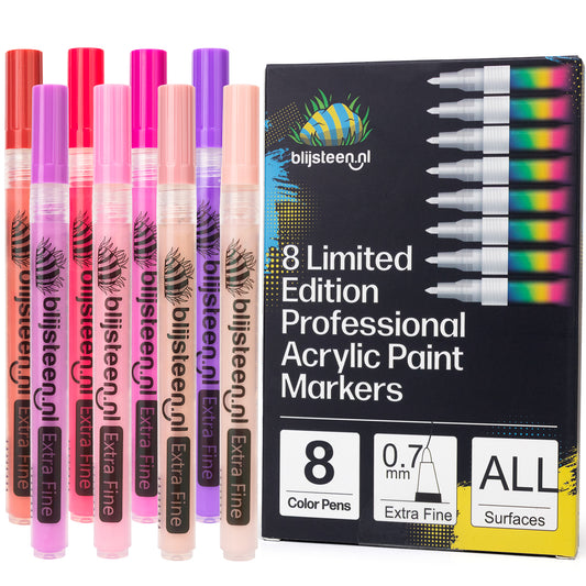 Blijsteen.nl 8-Delige Acryl Marker Stiften 0.7 mm Set Flower & Cream LIMITED | Happy Stones